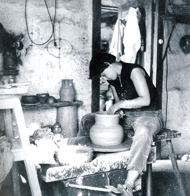 Elizabeth Joulia at work in her La Borne Atelier, circa 1955 Photo: © ADAGP, Paris and DACS, London 2022